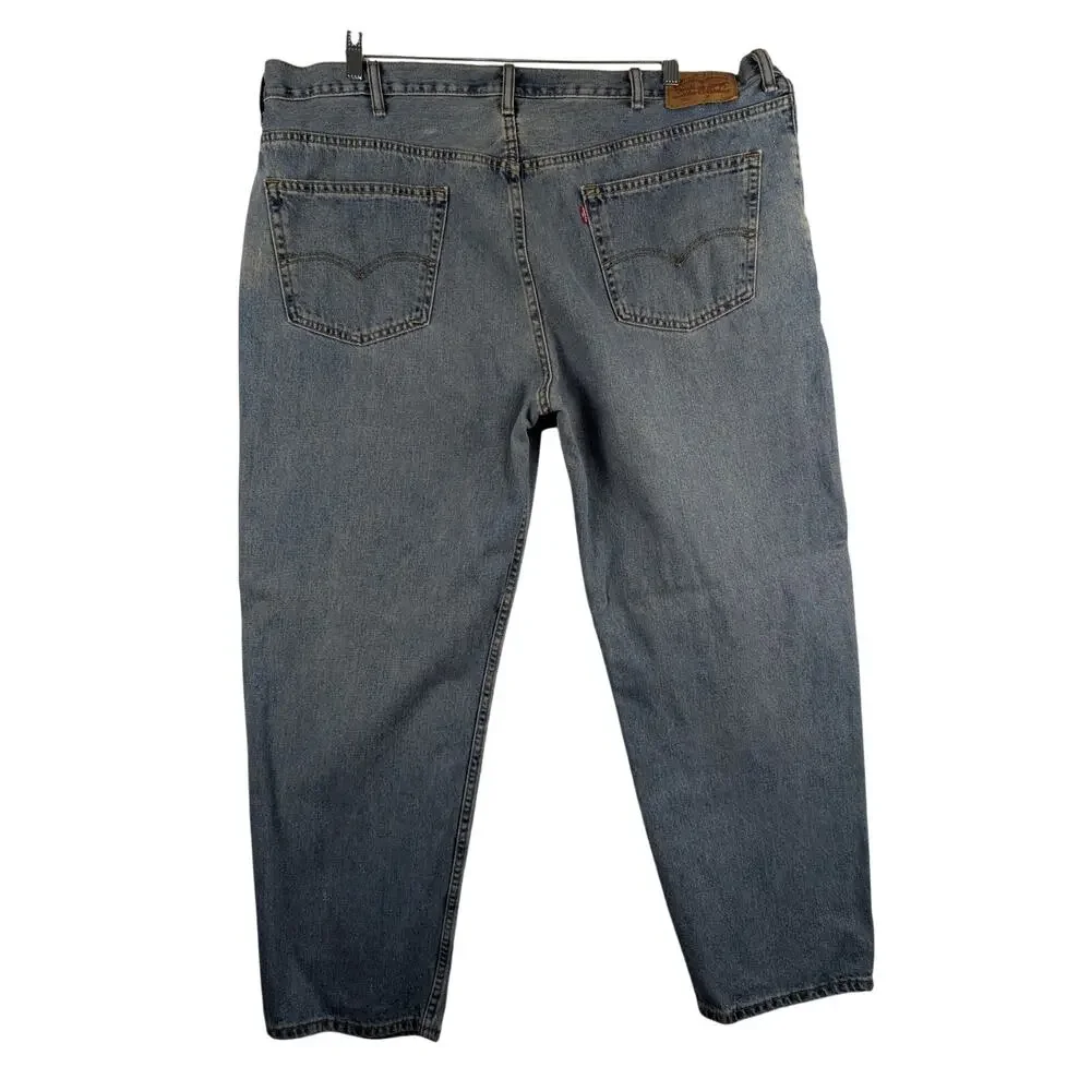 Levis 550 Relaxed Fit‎ Tapered Mens 44x30 Light Wash Blue Distressed Denim Jeans